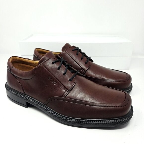 Ecco Holton Leather Shoes Mens 7 - 7.5 EU 41 Brown Oxford Dress Lace Up Casual
